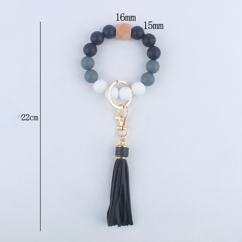 Wholesale Silicone Beaded Tassel Wrist Keychain